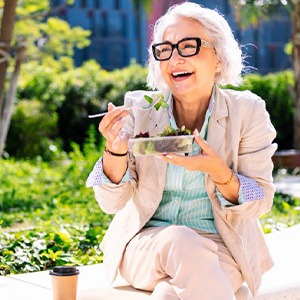 Lady enjoys nice salad
