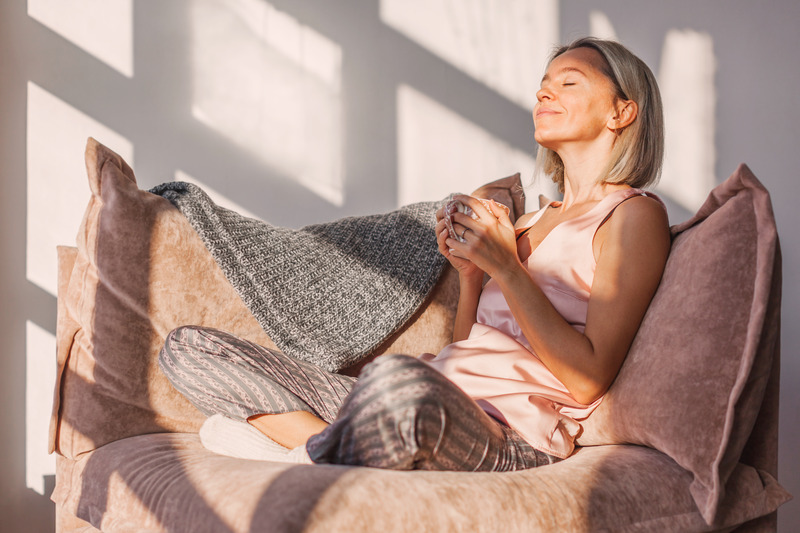 Patient with dental implants relaxing